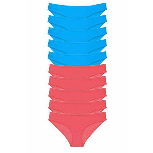 10 adet Süper Eko Set Likralı Kadın Slip Fuşya Mavi