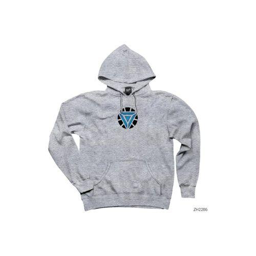 Iron Man 2019 Arc Reactor Gri Kapşonlu Sweatshirt Hoodie