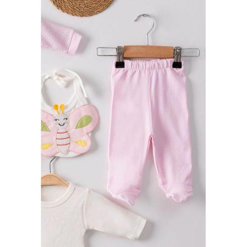 Kelebek Nakışlı Puanlı Tulumlu % 100 Pamuk Kız Bebek 5'li Set