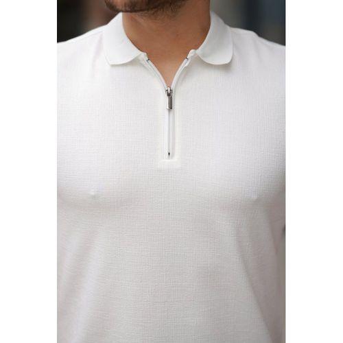 Erkek Fermuarlı Yaka Kısa Kollu Tişört