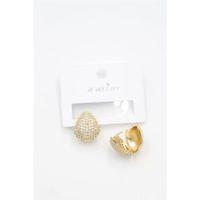 Taşlı Damla Küpe - Altın