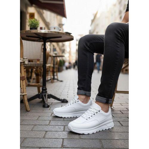 BA0246 Beyaz Bağcıklı Yüksek Taban Günlük Erkek Ayakkabı