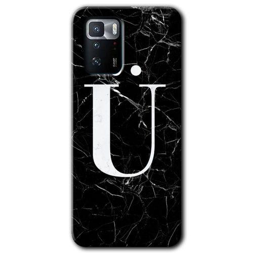 Poco x3 GT Kılıf HD Desen Baskılı Arka Kapak - Siyah Mermer Desenli Ü Harfi + Kırılmaz Cam