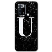 Poco x3 GT Kılıf HD Desen Baskılı Arka Kapak - Siyah Mermer Desenli Ü Harfi + Kırılmaz Cam