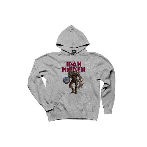 Iron Maiden Monster Guitarist Gri Kapşonlu Sweatshirt Hoodie
