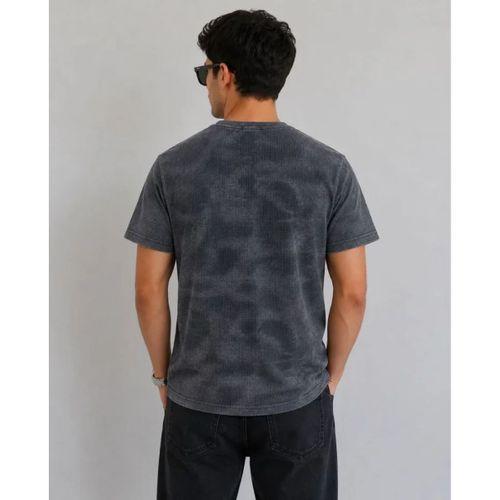 Erkek Batik Desenli Tişört Bisiklet Yaka Kısa Kol Regular Fit T-shirt - Füme