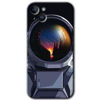 Potkal Hediye Fabrikası Potkal Hediye Fabrikası iPhone 14 Kılıf HD Desen Baskılı Arka Kapak - Temperli Cam - Astronot