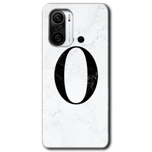 Poco F3 Kılıf HD Desen Baskılı Arka Kapak + Temperli Cam - Beyaz Mermer Desenli Ö Harfi
