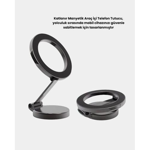 Manyetik Katlanabilir Araç Telefon Tutucu – Magsafe Uyumlu, 360° Ayarlanabilir, Güçlü Mıknatıs