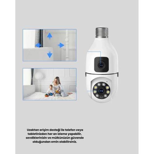 1080p Wifi Ampul Kamera Uzaktan Erişimli Hareket Sensörlü Gece Görüşlü