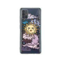 Samsung A71 Güneş & Ay Desenli Premium Şeffaf Silikon Kılıf