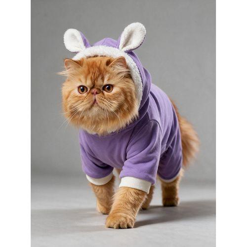 Bibelot Lavender Polar Kedi Tulumu | Yumuşacık ve Sıcacık Bunny Kulaklı Tulum