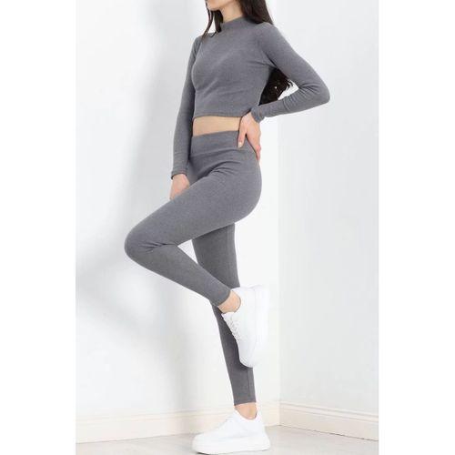 pilelistore Raporlu Crop İkili Takım Füme