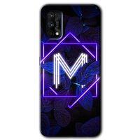 Realme 7 Pro Kılıf HD Desen Baskılı Arka Kapak - Dark Neon Yaprak M Harfi + Kırılmaz Cam