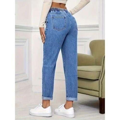 Kadın Yüksek Bel Bağcıklı Kot Pantolon