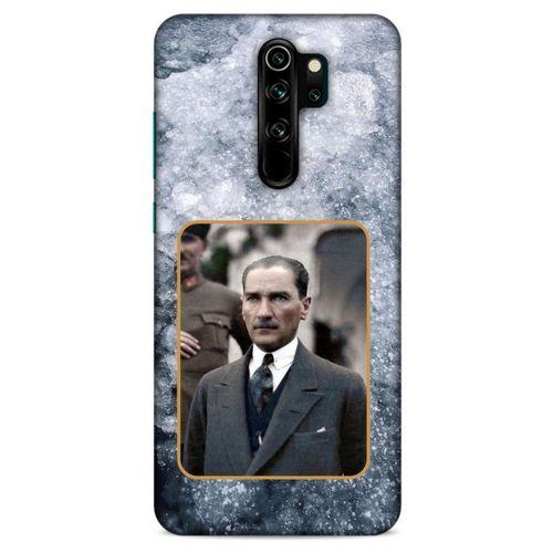 Xiaomi Redmi Note 8 Pro Kılıf Atatürk (32) Soft Silikon Kılıf Gri Buzul