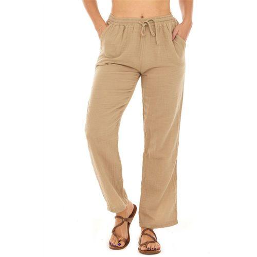 Müslin Vizon Beli Bağcıklı Cepli Kadın Yazlık Pantolon