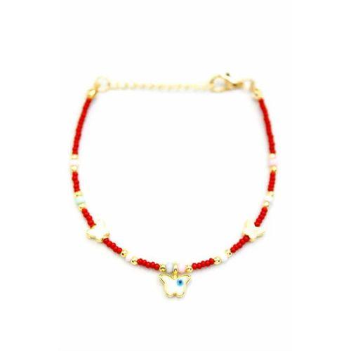 Kelebek Boncuk Bileklik - Bordo