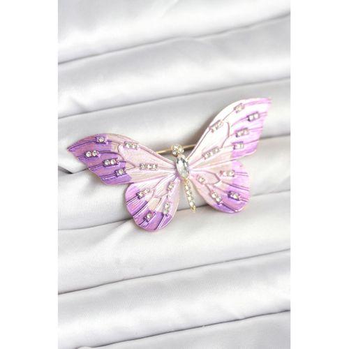 Lila Renk Kelebek Model Broş