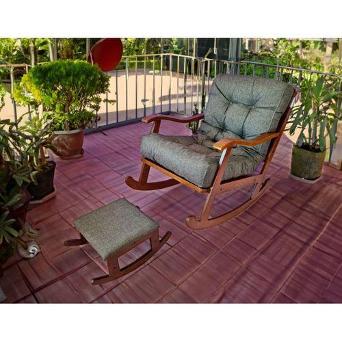 Saltanat Sallanan Sandalye Puf Takım Gürgen Ahşap Emzirme Koltuk