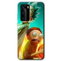 MRCİLETİSİM Huawei P40 Pro Kılıf HD Desen Baskılı Arka Kapak + Temperli Cam - Rick Morty