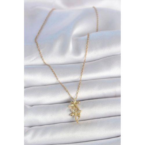 316L Çelik Gold Renk Zincir Zirkon Taşlı Yusufçuk Model Kadın Kolye