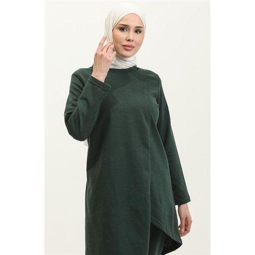 Kruvaze Bisiklet Yaka Sade Basic Tunik Panolon İkili Takım - 03076.021 - Nefti