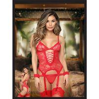 Kelepçeli Dantelli Jartiyer Takımı Seksi Fantezi s-m