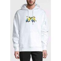 MinionHappy Minions Baskılı Beyaz Erkek Kapşonlu Sweatshirt
