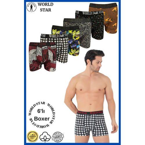 6'lı Pamuklu Karışık Desenli Erkek Boxer