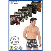 6'lı Pamuklu Karışık Desenli Erkek Boxer