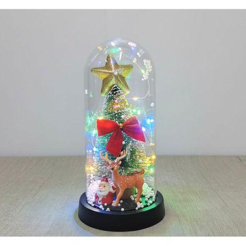 Yılbaşı Temalı Işıklı Dekoratif Cam Fanus