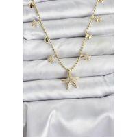 Pirinç Gold Renk Zirkon Taşlı Deniz Yıldızı Model Kadın Kolye