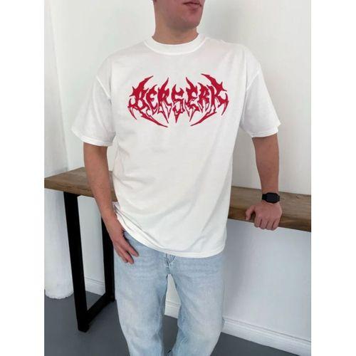 Erkek Baskılı T-Shirt Yazlık Kısa Kol Bisiklet Yaka Rahat Kalıp Tişört - Beyaz