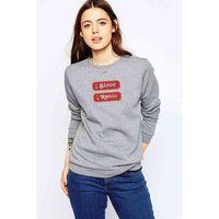 Stanger Things Robin & Steve Logo Baskılı Gri Kadın Sweatshirt