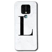 Potkal Hediye Fabrikası Tecno Camon 16 Kılıf HD Desen Baskılı Arka Kapak - Beyaz Mermer Desenli L Harfi