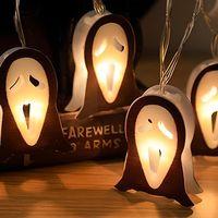 Çığlık Maske Figürlü Günışığı Cadılar Bayramı Süs Işıkları, Pilli LED Aydınlatma, Hallowen Süs Işığı