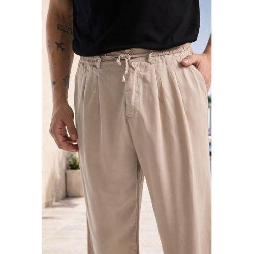 Magnus Tensel Kumaş Relaxed Fit Beli Lastikli Yazlık Erkek Pantolon - Kum Beji