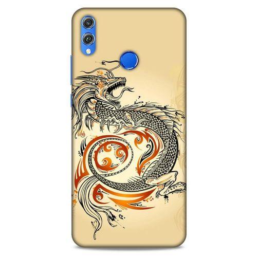 Huawei Honor 8x Kılıf Dragons (27) Tasarımlı Kılıf Siyah Ejderha Dövmesi