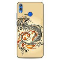Huawei Honor 8x Kılıf Dragons (27) Tasarımlı Kılıf Siyah Ejderha Dövmesi