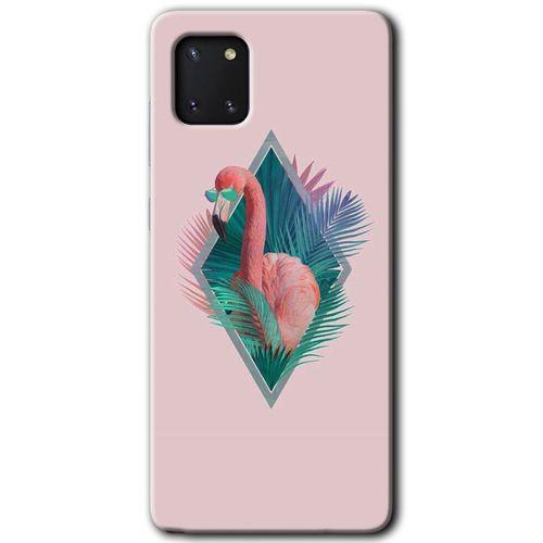 Samsung Galaxy A81 Kılıf Baskılı Kapak - Flamingo + 5D Tam Kaplayan Cam