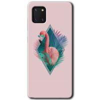 Samsung Galaxy A81 Kılıf Baskılı Kapak - Flamingo + 5D Tam Kaplayan Cam