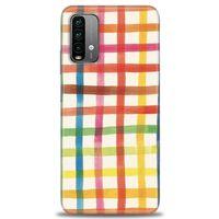 Xiaomi Redmi Note 9 4G Kılıf HD Baskılı Kılıf - Renkli Kareler + Tam Ekran Koruyucu