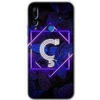 Huawei Y9 Prime 2019 Kılıf Baskılı Kapak - Dark Neon Yaprak Ç Harfi + 5D Tam Kaplayan Cam