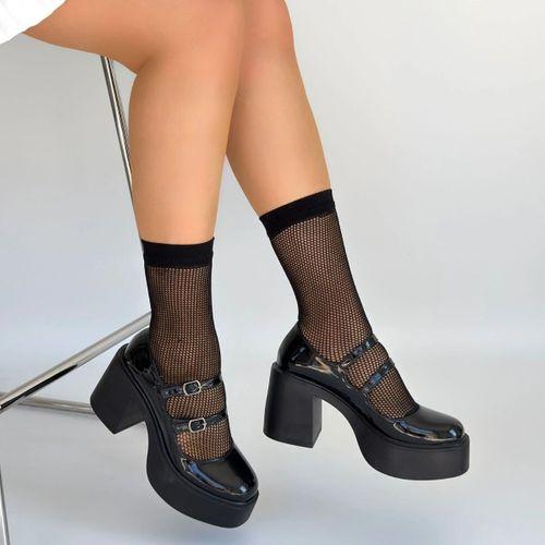 Jarlo Siyah Rugan Dolgu Topuk Ayakkabı