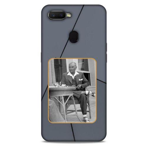 Oppo Ax7 Kılıf Atatürk (31) TPU Kılıf Koyu Gri