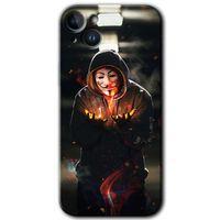 iPhone 14 Kılıf HD Desen Baskılı Arka Kapak - Temperli Cam - V for Fire
