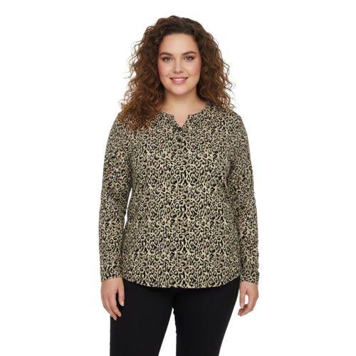 Kadın V Yaka Baskılı 2 Düğmeli Bluz BGL-ST05098