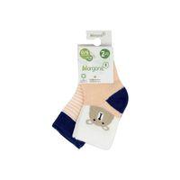 Bibaby Biorganic Hello Teddy Bear 2'Li Kız Çorap 68404 Somon