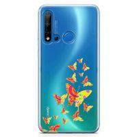 Huawei Nova 5i Kılıf Colorful Kelebek Arka Kapak Koruma Desenli Full Koruyucu